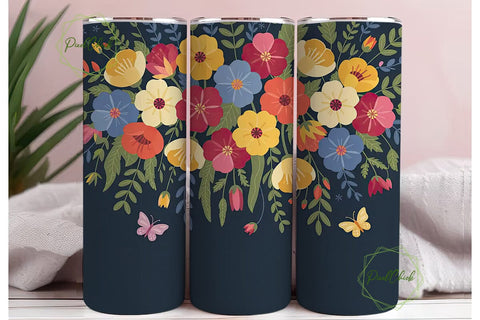 Vibrant Floral 20oz Tumbler Wrap Sublimation PixelChick 