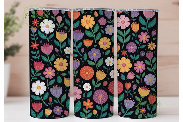 Vibrant Floral 20oz Tumbler Wrap Sublimation PixelChick 