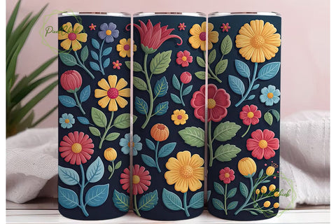 Vibrant Floral 20oz Tumbler Wrap Sublimation PixelChick 