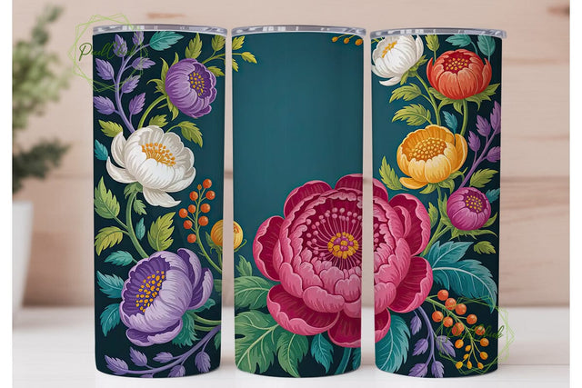 Vibrant Floral 20oz Tumbler Wrap Sublimation PixelChick 
