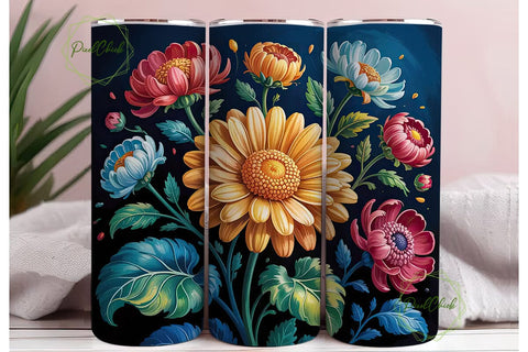 Vibrant Floral 20oz Tumbler Wrap Sublimation PixelChick 
