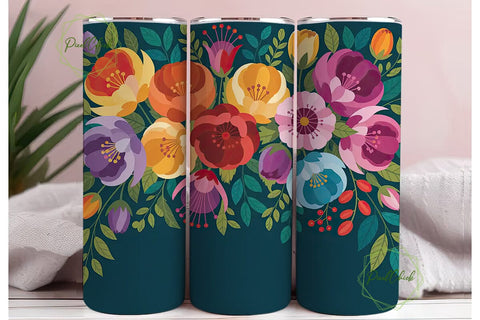 Vibrant Floral 20oz Tumbler Wrap Sublimation PixelChick 