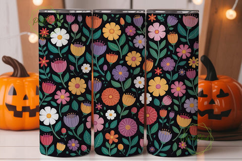 Vibrant Floral 20oz Tumbler Wrap Sublimation PixelChick 