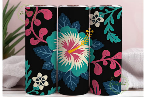 Vibrant Floral 20oz Tumbler Wrap Sublimation PixelChick 