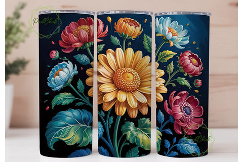 Vibrant Floral 20oz Tumbler Wrap Sublimation PixelChick 