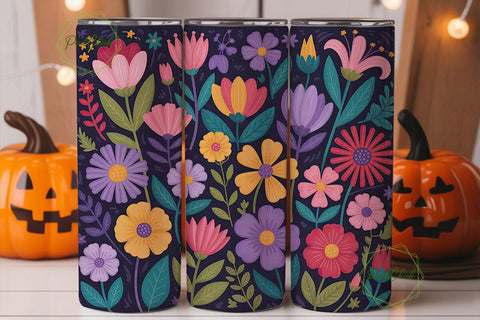Vibrant Floral 20oz Tumbler Wrap Sublimation PixelChick 