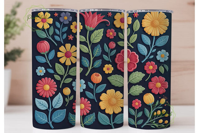 Vibrant Floral 20oz Tumbler Wrap Sublimation PixelChick 