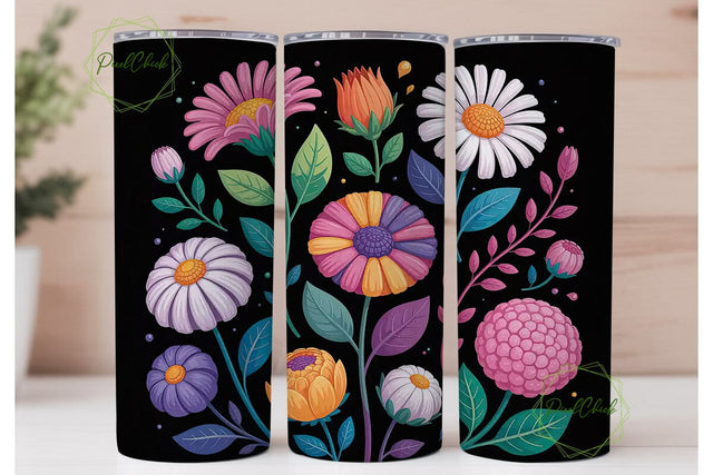 Vibrant Floral 20oz Tumbler Wrap Sublimation PixelChick 