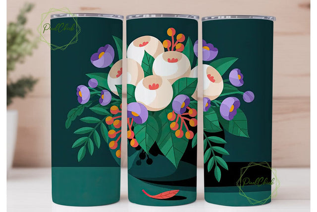 Vibrant Floral 20oz Tumbler Wrap Sublimation PixelChick 