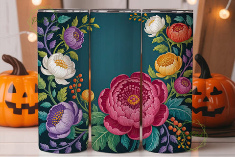 Vibrant Floral 20oz Tumbler Wrap Sublimation PixelChick 