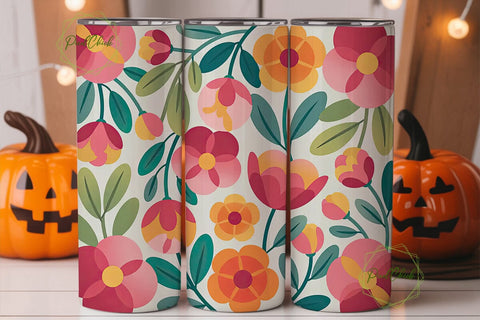 Vibrant Floral 20oz Tumbler Wrap Sublimation PixelChick 
