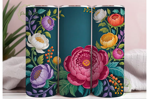Vibrant Floral 20oz Tumbler Wrap Sublimation PixelChick 