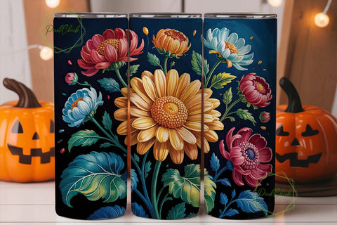Vibrant Floral 20oz Tumbler Wrap Sublimation PixelChick 