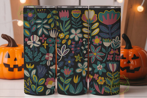 Vibrant Floral 20oz Tumbler Wrap Sublimation PixelChick 