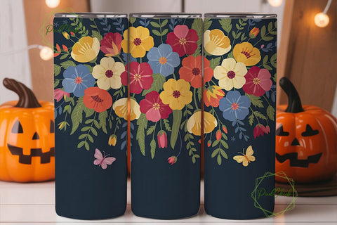 Vibrant Floral 20oz Tumbler Wrap Sublimation PixelChick 
