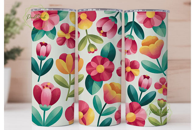 Vibrant Floral 20oz Tumbler Wrap Sublimation PixelChick 