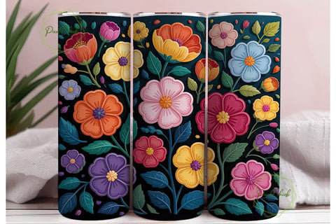 Vibrant Floral 20oz Tumbler Wrap Sublimation PixelChick 