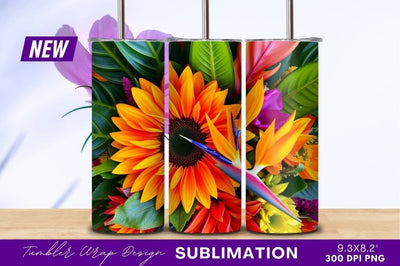 Vibrant floral arrangement with sunflower and bird of paradise Sublimation Regulrcrative 