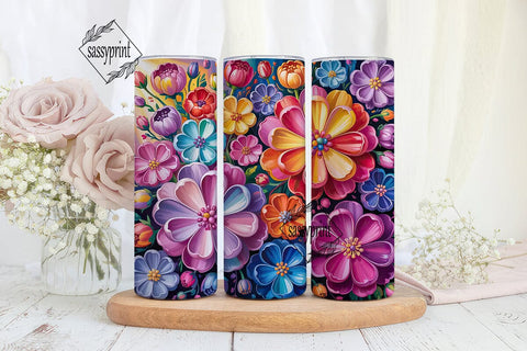 Vibrant Floral Bliss 20oz Tumbler Wrap Sublimation sassyprint 