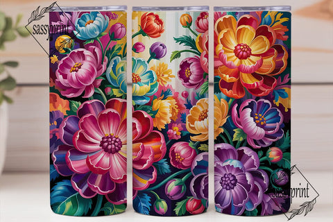 Vibrant Floral Bliss 20oz Tumbler Wrap Sublimation sassyprint 