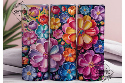 Vibrant Floral Bliss 20oz Tumbler Wrap Sublimation sassyprint 