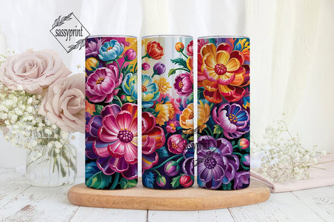 Vibrant Floral Bliss 20oz Tumbler Wrap Sublimation sassyprint 