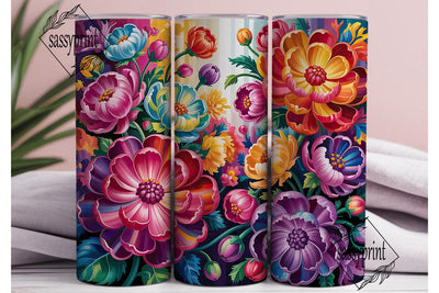 Vibrant Floral Bliss 20oz Tumbler Wrap Sublimation sassyprint 