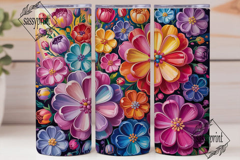 Vibrant Floral Bliss 20oz Tumbler Wrap Sublimation sassyprint 