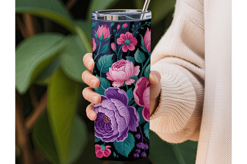 Vibrant Floral Bloom 20oz Tumbler Wrap Sublimation DesignSVG 