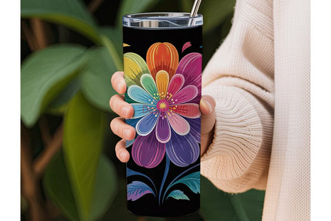 Vibrant Floral Bloom 20oz Tumbler Wrap Sublimation DesignSVG 