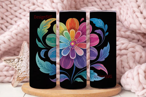 Vibrant Floral Bloom 20oz Tumbler Wrap Sublimation DesignSVG 
