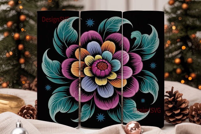 Vibrant Floral Bloom 20oz Tumbler Wrap Sublimation DesignSVG 
