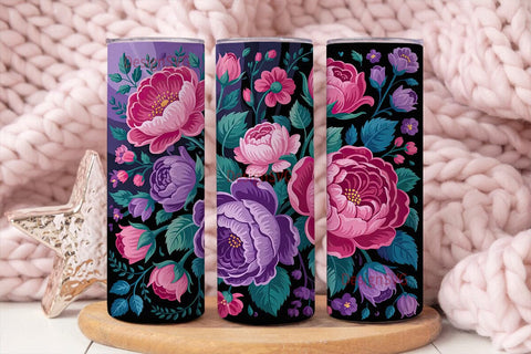 Vibrant Floral Bloom 20oz Tumbler Wrap Sublimation DesignSVG 