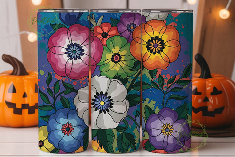 Vibrant Floral Bloom 20oz Tumbler Wrap Sublimation PixelChick 