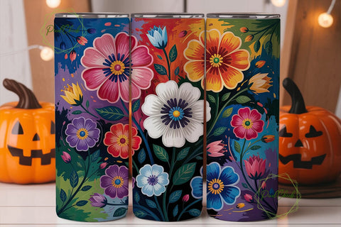 Vibrant Floral Bloom 20oz Tumbler Wrap Sublimation PixelChick 