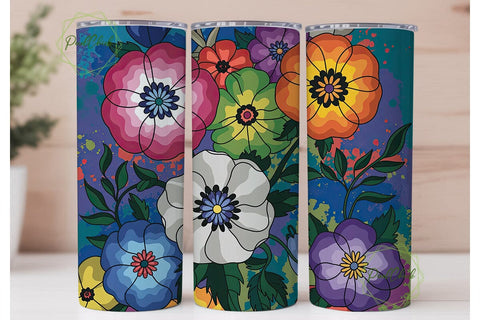 Vibrant Floral Bloom 20oz Tumbler Wrap Sublimation PixelChick 