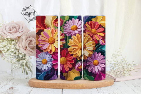 Vibrant Floral Bloom 20oz Tumbler Wrap Sublimation sassyprint 