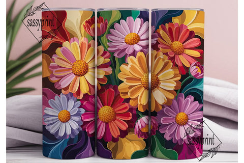Vibrant Floral Bloom 20oz Tumbler Wrap Sublimation sassyprint 