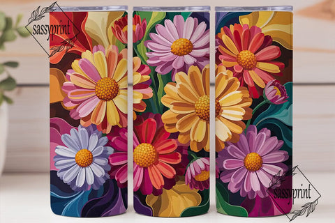 Vibrant Floral Bloom 20oz Tumbler Wrap Sublimation sassyprint 