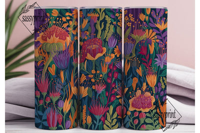 Vibrant Floral Bloom 20oz Tumbler Wrap Sublimation sassyprint 