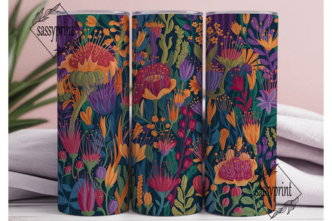Vibrant Floral Bloom 20oz Tumbler Wrap Sublimation sassyprint 