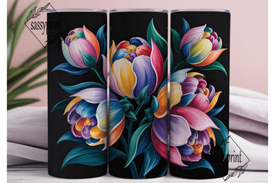 Vibrant Floral Bloom 20oz Tumbler Wrap Sublimation sassyprint 