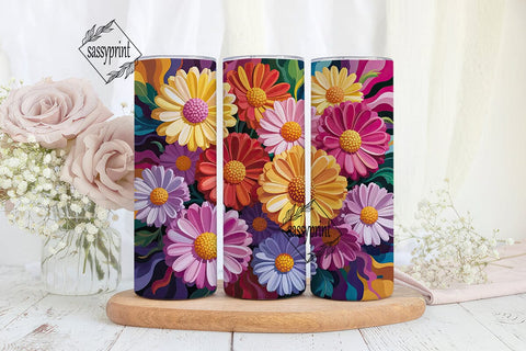 Vibrant Floral Bloom 20oz Tumbler Wrap Sublimation sassyprint 