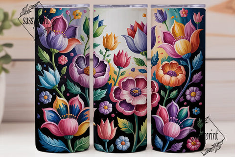 Vibrant Floral Bloom 20oz Tumbler Wrap Sublimation sassyprint 