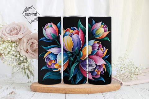 Vibrant Floral Bloom 20oz Tumbler Wrap Sublimation sassyprint 