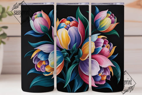 Vibrant Floral Bloom 20oz Tumbler Wrap Sublimation sassyprint 