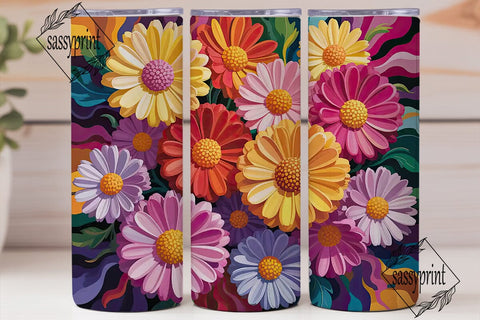 Vibrant Floral Bloom 20oz Tumbler Wrap Sublimation sassyprint 