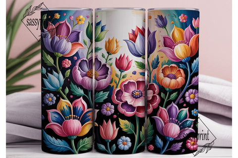 Vibrant Floral Bloom 20oz Tumbler Wrap Sublimation sassyprint 