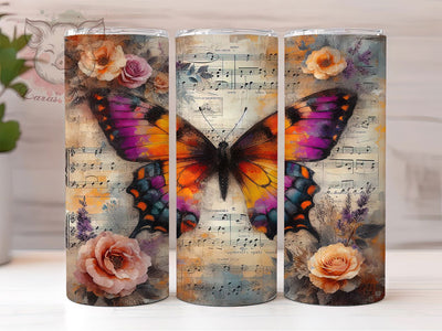 Vibrant Floral Butterfly Nature Tumbler Wrap, Butterfly Tumbler PNG, 20oz Butterfly Design, Floral Butterfly Art, Vibrant Butterfly Sublimation, Nature Inspired Wrap Sublimation Lara' s Designs 