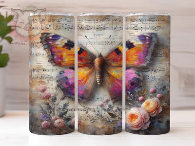 Vibrant Floral Butterfly Nature Tumbler Wrap, Butterfly Tumbler PNG, 20oz Butterfly Design, Floral Butterfly Art, Vibrant Butterfly Sublimation, Nature Inspired Wrap Sublimation Lara' s Designs 